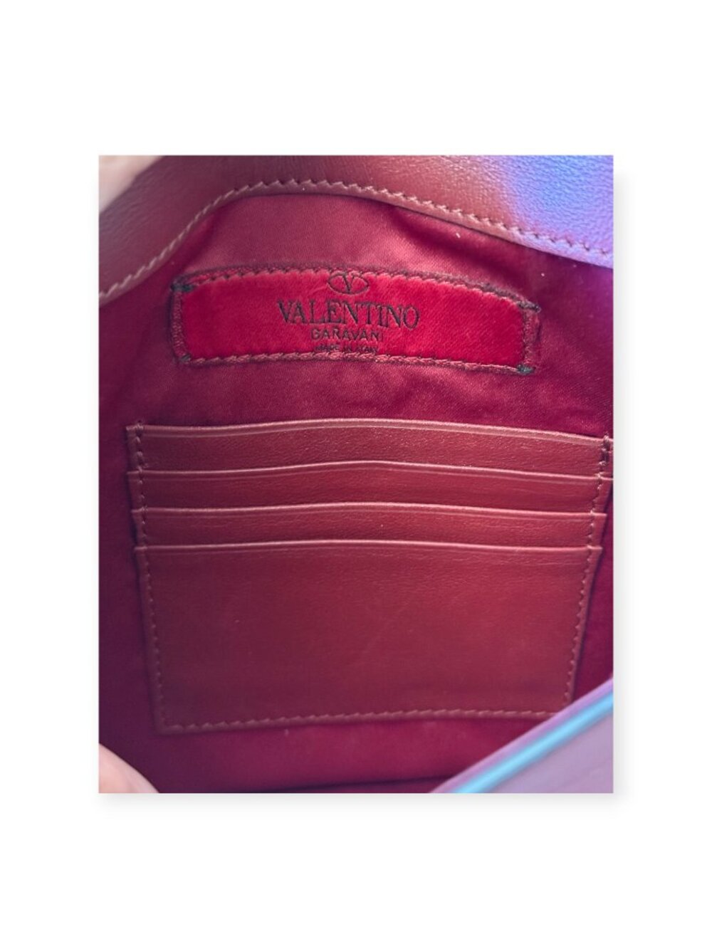 Valentino Garavani Rockstud Envelope Clutch | Red Leather - Picture 6 of 7